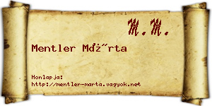 Mentler Márta névjegykártya
